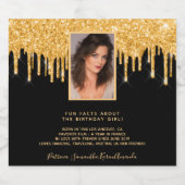 21歳の誕生日フォトブラックグリッター金ゴールドおもしろい事実 スパークリングワインラベル (シングルラベル)