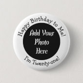 21歳の誕生日フォトボパーソナライズされたタン 缶バッジ (正面)