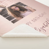 21歳の誕生日フォト赤面ピンクローズ金ゴールドグリッター シェルパブランケット (3/4)