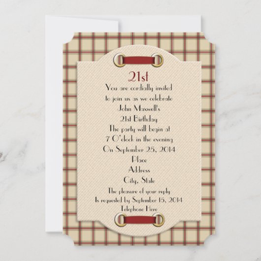 21歳の誕生日フォーマルパーティー招待 招待状 (正面)