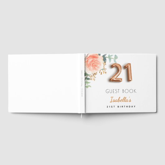 21歳の誕生日フローラバラ金ゴールドユーカリプトゥスモノグラム ゲストブック (全面)