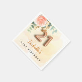 21歳の誕生日フローラバラ金ゴールドユーカリプトゥスモノグラム スタンダードカクテルナプキン (角)