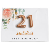 21歳の誕生日フローラバラ金ゴールドユーカリ ラージペーパーバッグ (正面)