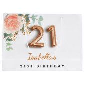 21歳の誕生日フローラバラ金ゴールドユーカリ ラージペーパーバッグ (裏面)