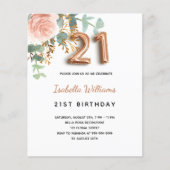 21歳の誕生日フローラバラ金ゴールド予算の招待 チラシ (正面)