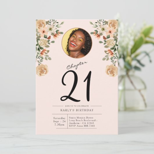 21歳の誕生日フローラ写真パーティー 招待状 (スタンド正面)