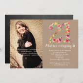 21歳の誕生日フローラ女子パーティー写真 招待状 (正面/裏面)