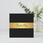 21歳の誕生日ブラックとイエロー金ゴールド 招待状 (スタンド正面)