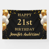 21歳の誕生日ブラックと金ゴールドお祝い 横断幕 (横)