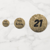 21歳の誕生日ブラックと金ゴールドグリッター コンフェッティ (正面)