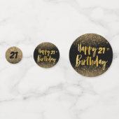 21歳の誕生日ブラックと金ゴールドグリッター コンフェッティ (裏面)