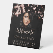 21歳の誕生日ブラックバラ金ゴールドフォトスター歓迎 台座サイン (正面)