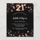 21歳の誕生日ブラックバラ金ゴールド予算の招待 チラシ (正面)