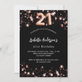 21歳の誕生日ブラックバラ金ゴールド星 招待状 (正面)