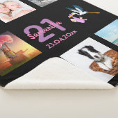 21歳の誕生日ブラックフォトコラージュ名 シェルパブランケット (3/4)