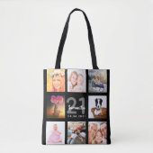 21歳の誕生日ブラックフォトコラージュ名 トートバッグ (正面)