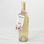 21歳の誕生日ブラックホットピンク金ゴールドグリッター紙吹雪 ボトルネックタグ (アングル)