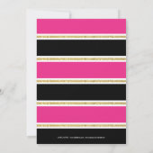 21歳の誕生日ブラックホットピンク金ゴールドグリッター紙吹雪 招待状 (裏面)