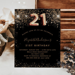 21歳の誕生日ブラック金ゴールドグリッター