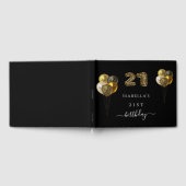 21歳の誕生日ブラック金ゴールドヒョウ動物誕生日 ゲストブック (全面)