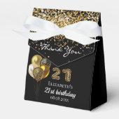 21歳の誕生日ブラック金ゴールドヒョウ印刷バルーン フェイバーボックス (正面サイド)