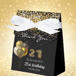 21歳の誕生日ブラック金ゴールドヒョウ印刷バルーン フェイバーボックス
