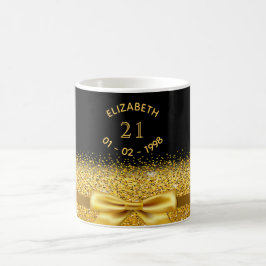 21歳の誕生日ブラック金ゴールドボウ コーヒーマグカップ