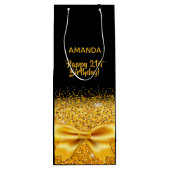 21歳の誕生日ブラック金ゴールドボーエレガントド名 ワインギフトバッグ (裏面)