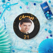 21歳の誕生日ブラック金ゴールド写真家 ペーパープレート (パーティー)