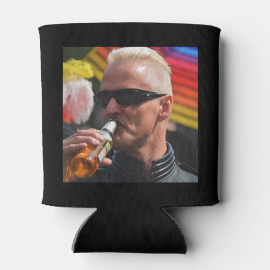 21歳の誕生日ブラック金ゴールド(名前と写真) 缶クーラー (裏面)