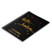 21歳の誕生日ブラック金ゴールドhello 21ネームスクリプト ノートブック (左側)