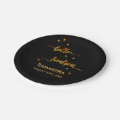 21歳の誕生日ブラック金ゴールドhello 21ネームスクリプト ペーパープレート (アングル)