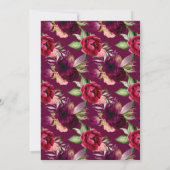 21歳の誕生日ブルゴーニュ花模様バラ金ゴールド幾何学的 招待状 (裏面)