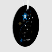 21歳の誕生日ブルーとブラックパーソナライズされた オーナメント (正面)