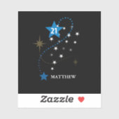 21歳の誕生日ブルーとブラックパーソナライズされた シール (シート)