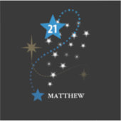 21歳の誕生日ブルーとブラックパーソナライズされた シール (正面)