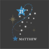 21歳の誕生日ブルーとブラックパーソナライズされた シール (正面)