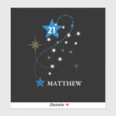 21歳の誕生日ブルーとブラックパーソナライズされた シール (シート)