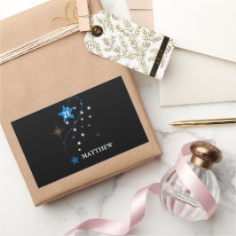 21歳の誕生日ブルーとブラックパーソナライズされた 長方形シール