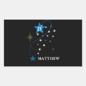 21歳の誕生日ブルーとブラックパーソナライズされた 長方形シール (正面)