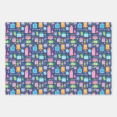 21歳の誕生日ブルーケーキプレゼント風船 ラッピングペーパーシート (正面)