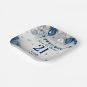 21歳の誕生日ブルーシルバー ペーパープレート (傾斜あり)