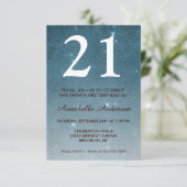 21歳の誕生日ブルーミッドナイトナイトスカイスタースパークル 招待状 (スタンド正面)