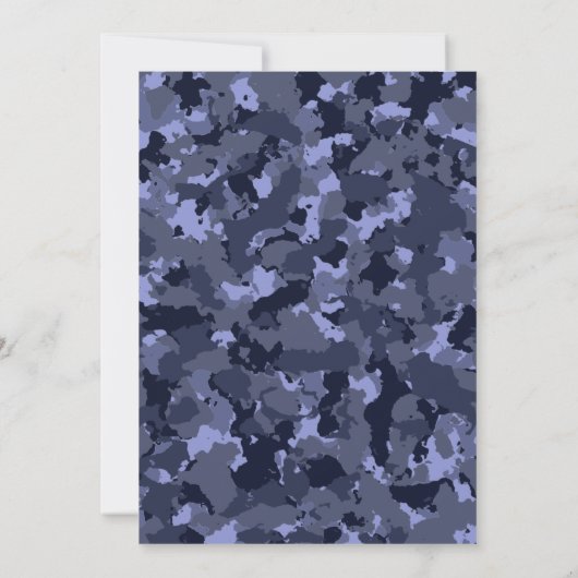 21歳の誕生日ブルー迷彩柄 パーソナライズされた 招待状 (裏面)