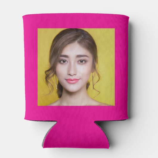 21歳の誕生日ホットピンク金ゴールド写真テンプレート 缶クーラー (裏面)