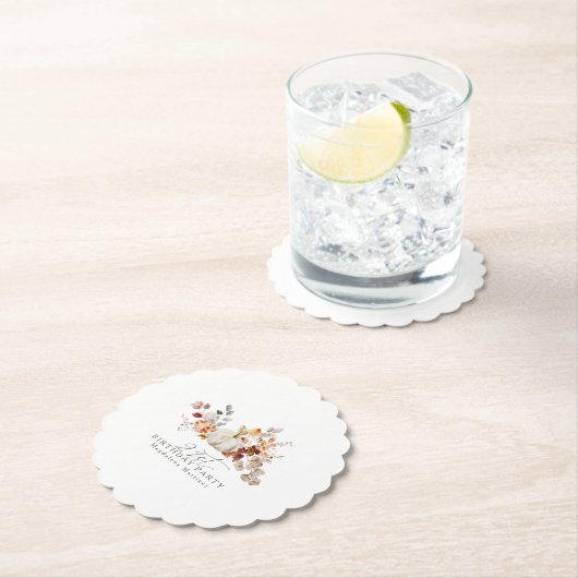 21歳の誕生日ホワイトカボチャ秋花カスタム飾り ペーパーコースター (インサイチュ)