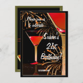 21歳の誕生日マティーニカクテルパーティー 招待状 (正面/裏面)