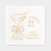 21歳の誕生日マルティーニ21歳パーソナライズされた 箔ナプキン (正面)