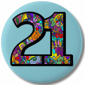 21歳の誕生日マンデラ21ヒッピーシックカラフルおもしろい 缶バッジ
