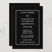 21歳の誕生日ミニマモダンリスト白黒カスタム 招待状 (正面/裏面)